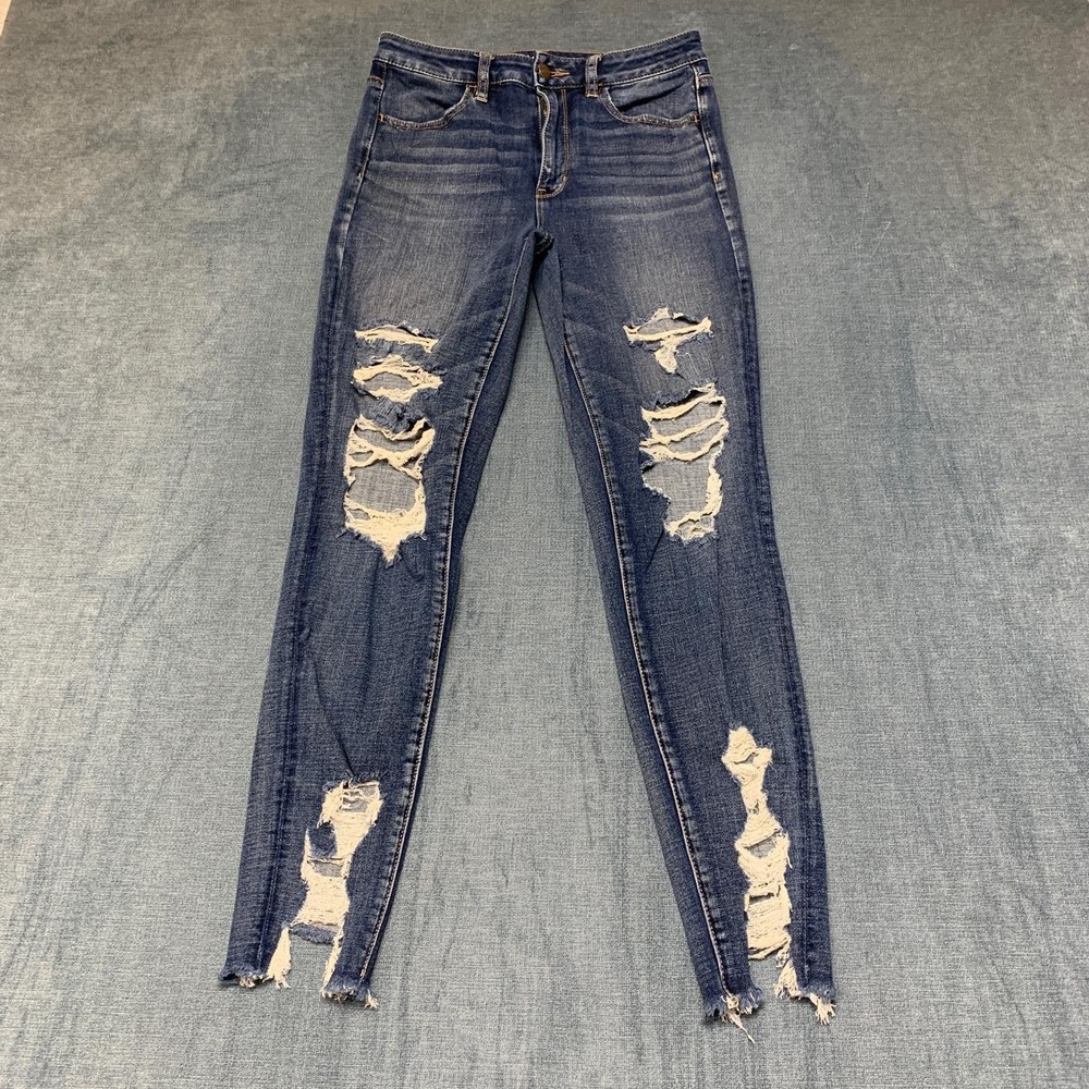 American Eagle Outfitters Jeans Womens 6 28x28.5 Blue Denim Distressed Mid Rise